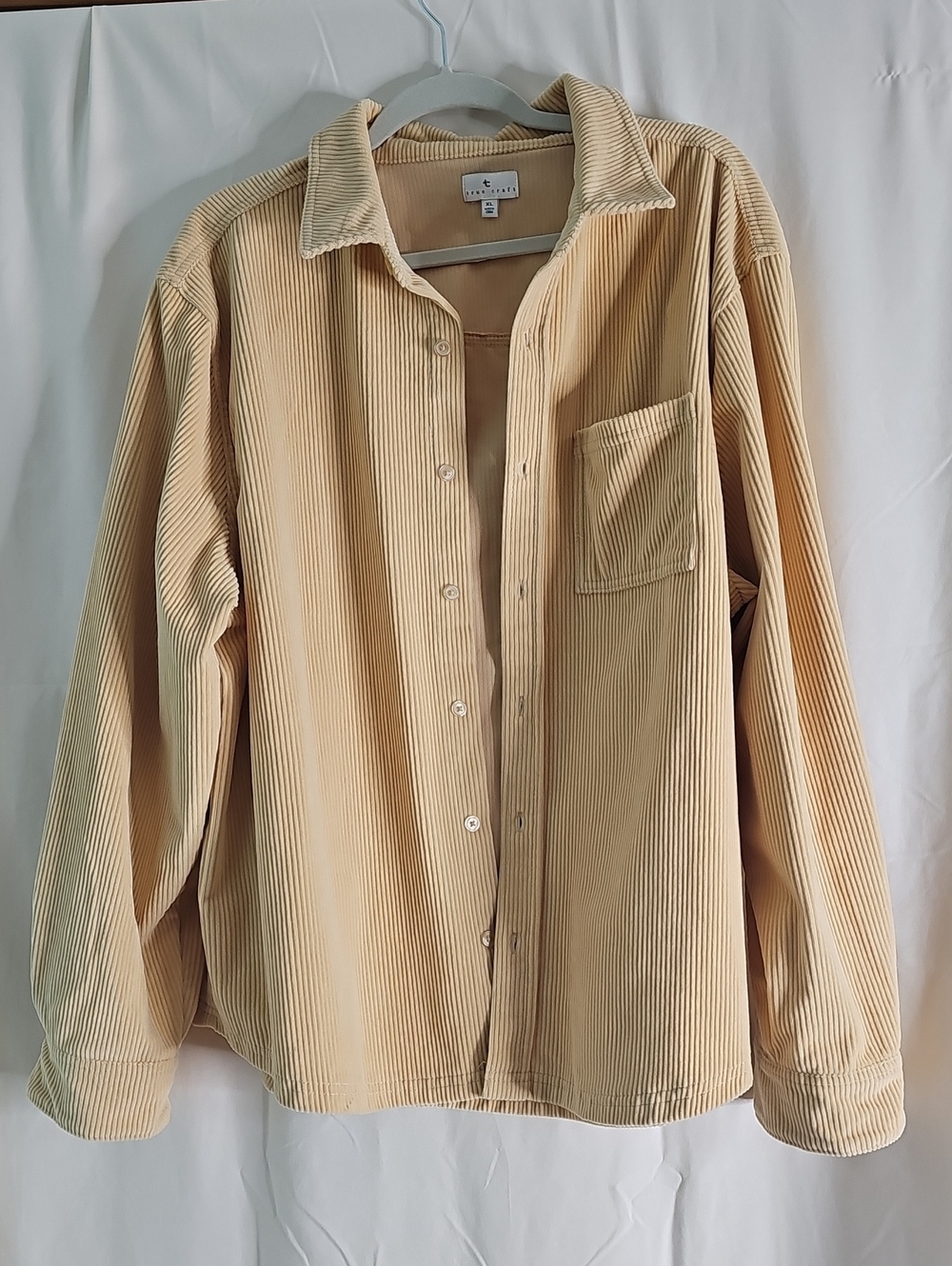 Womens Corduroy Button-Up Shirt Jacket in Beige